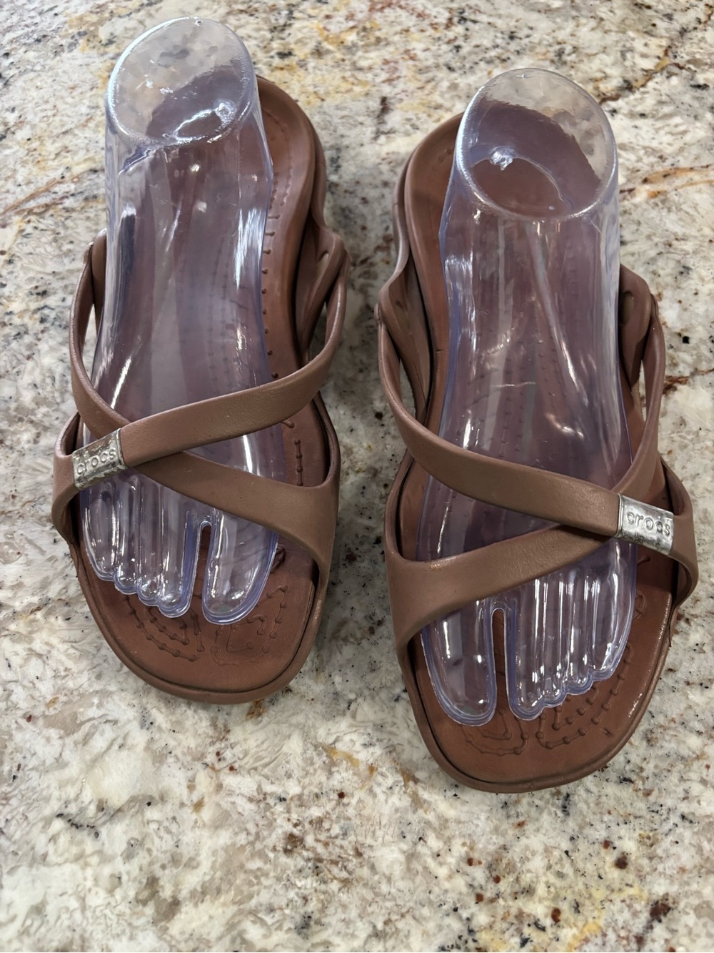 CROCS Women’s Taupe Crisscross Slide Sandals